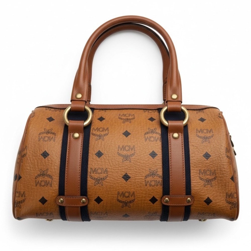 MCM Monogram Viestos Bag Cognac Leather Satchel - Picture 2 of 9